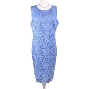 New Cremieux Sheath Dress Size‎ 10 Lace Overlay Pastel Blue Sleeveless Elegant